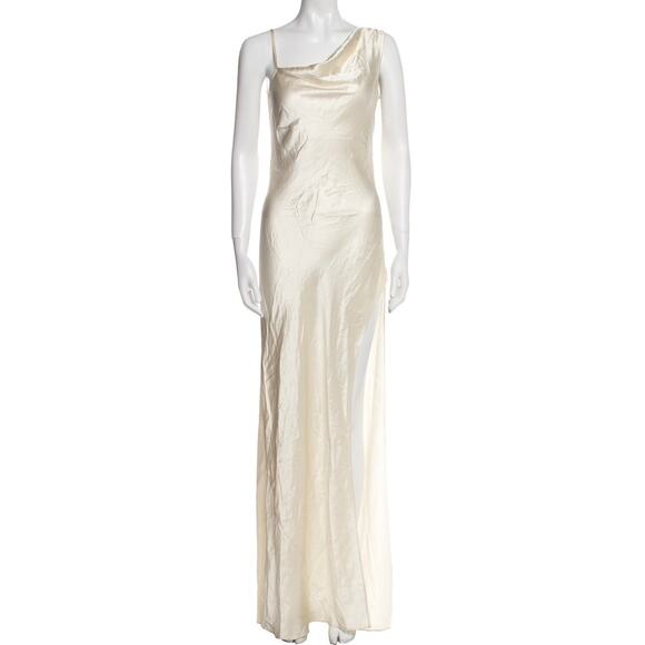 sachin and babi light blue dress Reformation x Laura Harrier Cavallo Cowl Neck Maxi Dress Ivory Crepe S –  Celebrity Owned main image 0